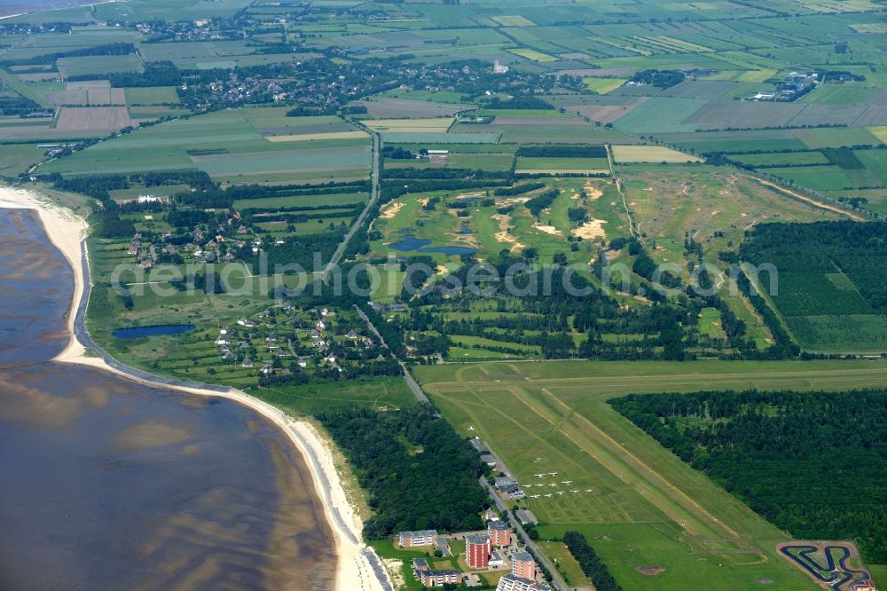 Greveling from the bird's eye view: Beach landscape on the North Sea in Greveling in the state Schleswig-Holstein