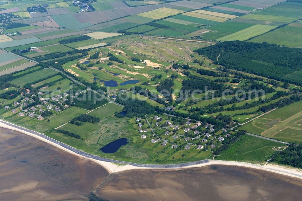 Greveling from the bird's eye view: Beach landscape on the North Sea in Greveling in the state Schleswig-Holstein