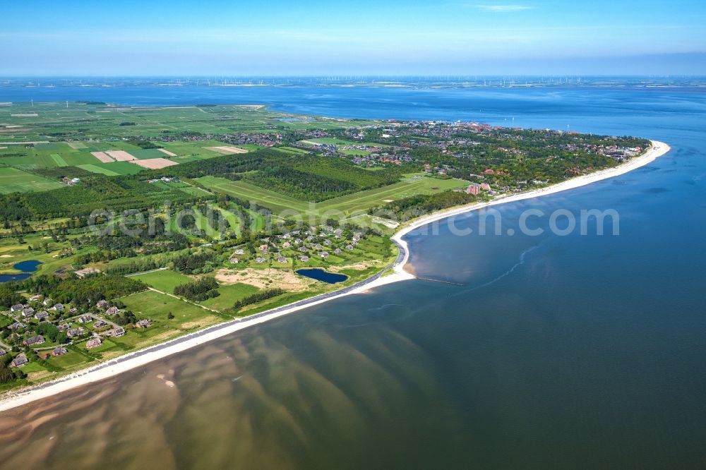 Nieblum from the bird's eye view: Beach landscape on the North Sea in Greveling in the state Schleswig-Holstein