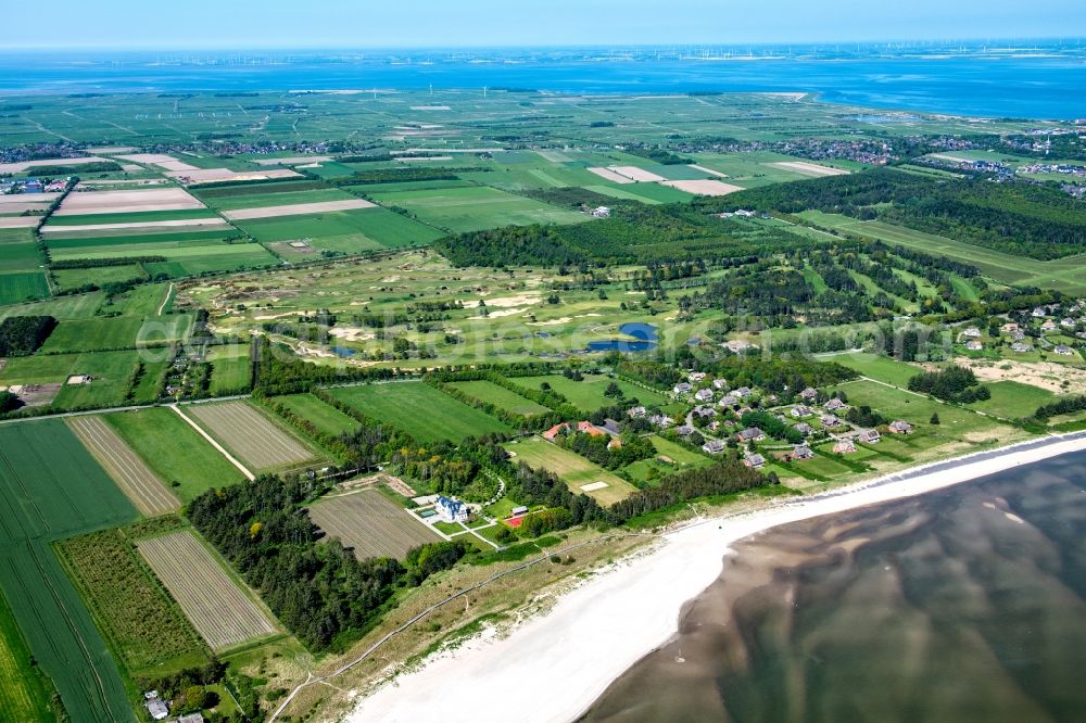 Aerial image Nieblum - Beach landscape on the North Sea in Greveling in the state Schleswig-Holstein