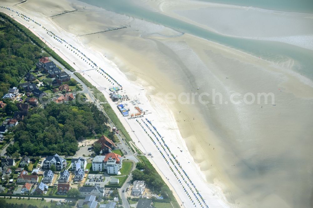 Aerial image Wyk auf Föhr - Beach landscape on the North Sea Island Wyk auf Foehr in the state Schleswig-Holstein