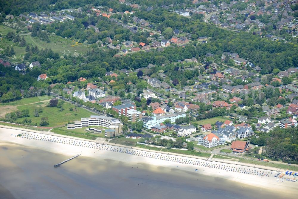 Wyk auf Föhr from above - Beach landscape on the North Sea Island Wyk auf Foehr in the state Schleswig-Holstein