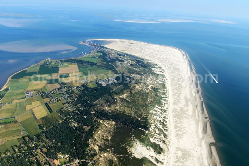 Nebel from above - Beach landscape on the in Nebel in the state Schleswig-Holstein