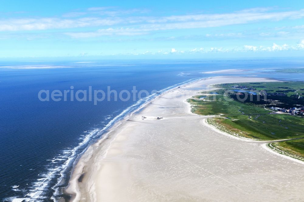 Aerial photograph Sankt Peter-Ording - Beach landscape on the North Sea coast in the district Sankt Peter-Ording in Sankt Peter-Ording in the state Schleswig-Holstein