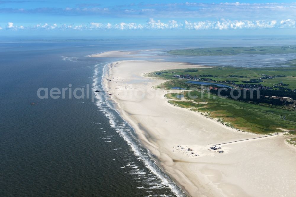 Sankt Peter-Ording from above - Beach landscape on the North Sea coast in the district Sankt Peter-Ording in Sankt Peter-Ording in the state Schleswig-Holstein