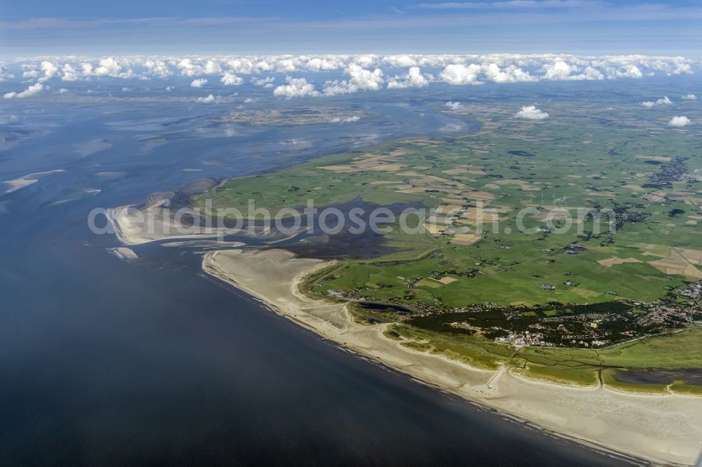 Aerial image Sankt Peter-Ording - Beach landscape on the North Sea coast in the district Sankt Peter-Ording in Sankt Peter-Ording in the state Schleswig-Holstein