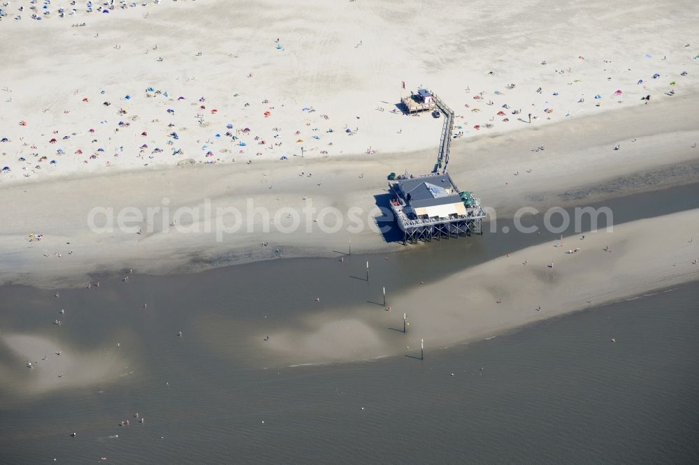 Aerial image Sankt Peter-Ording - Beach landscape on the North Sea coast in Sankt Peter-Ording in the state Schleswig-Holstein