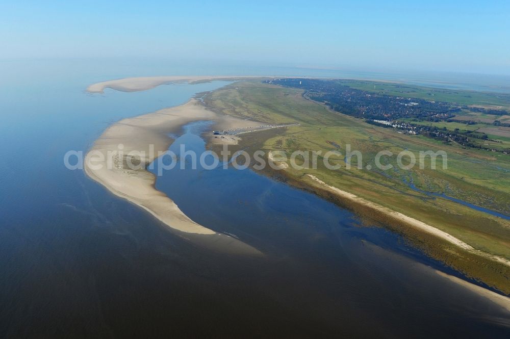 Aerial photograph Sankt Peter-Ording - Beach landscape on the North Sea coast in Sankt Peter-Ording in the state Schleswig-Holstein