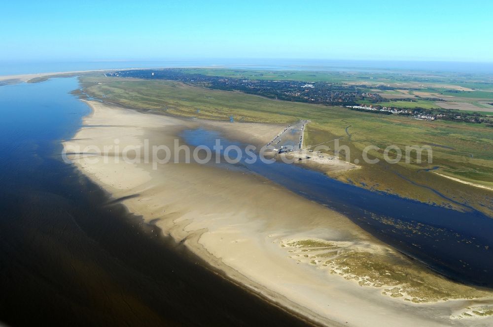 Aerial photograph Sankt Peter-Ording - Beach landscape on the North Sea coast in Sankt Peter-Ording in the state Schleswig-Holstein