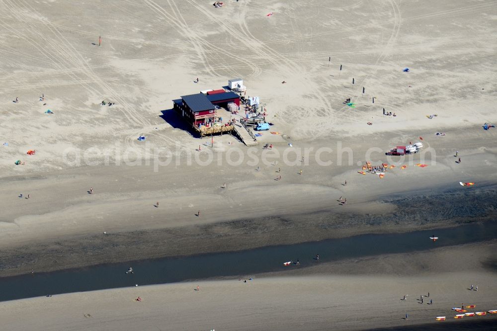 Aerial image Sankt Peter-Ording - Beach landscape on the North Sea coast in Sankt Peter-Ording in the state Schleswig-Holstein