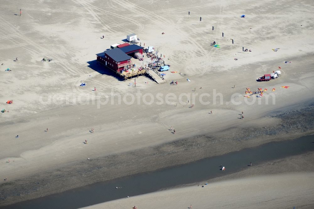 Sankt Peter-Ording from above - Beach landscape on the North Sea coast in Sankt Peter-Ording in the state Schleswig-Holstein