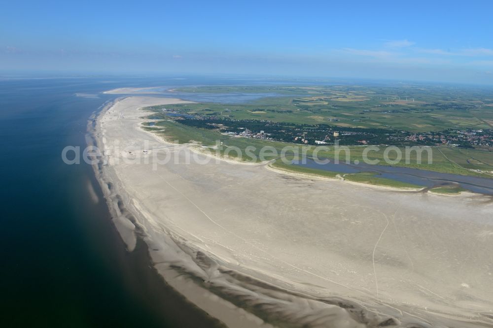 Sankt Peter-Ording from above - Beach landscape on the North Sea coast in Sankt Peter-Ording in the state Schleswig-Holstein