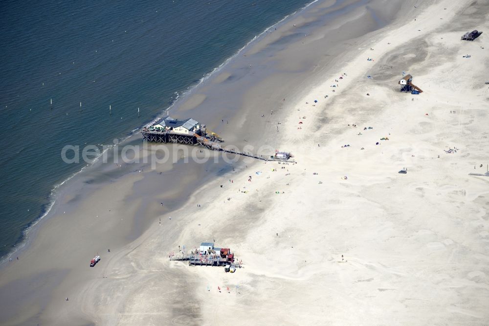 Sankt Peter-Ording from above - Beach landscape on the North Sea coast in Sankt Peter-Ording in the state Schleswig-Holstein