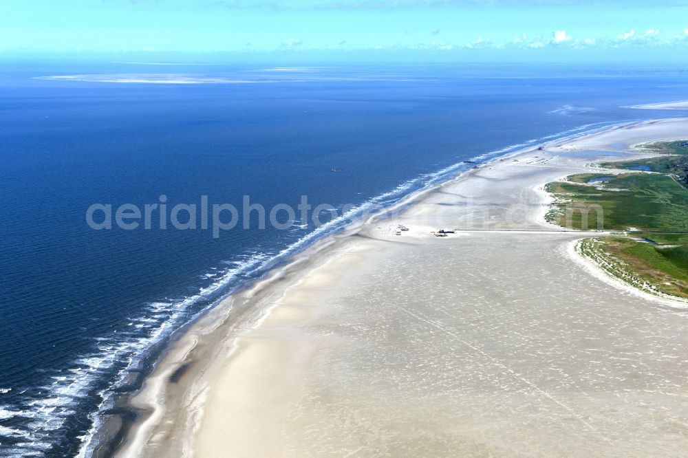 Sankt Peter-Ording from above - Beach landscape on the North Sea coast in Sankt Peter-Ording in the state Schleswig-Holstein