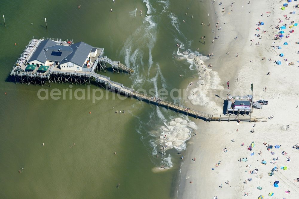 Aerial image Sankt Peter-Ording - Beach landscape on the North Sea coast in Sankt Peter-Ording in the state Schleswig-Holstein