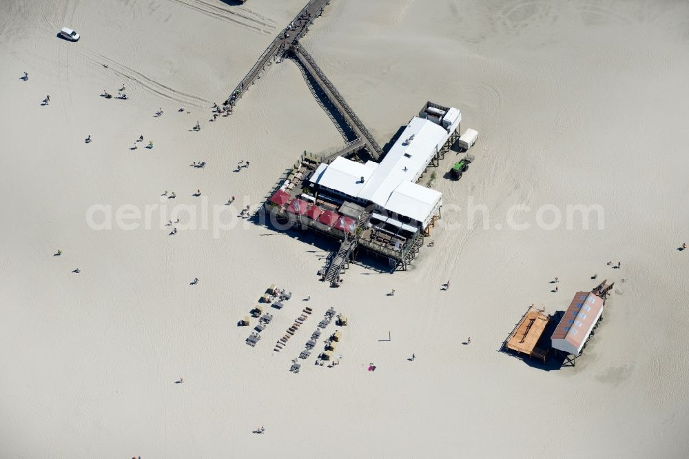 Sankt Peter-Ording from above - Beach landscape on the North Sea coast in Sankt Peter-Ording in the state Schleswig-Holstein