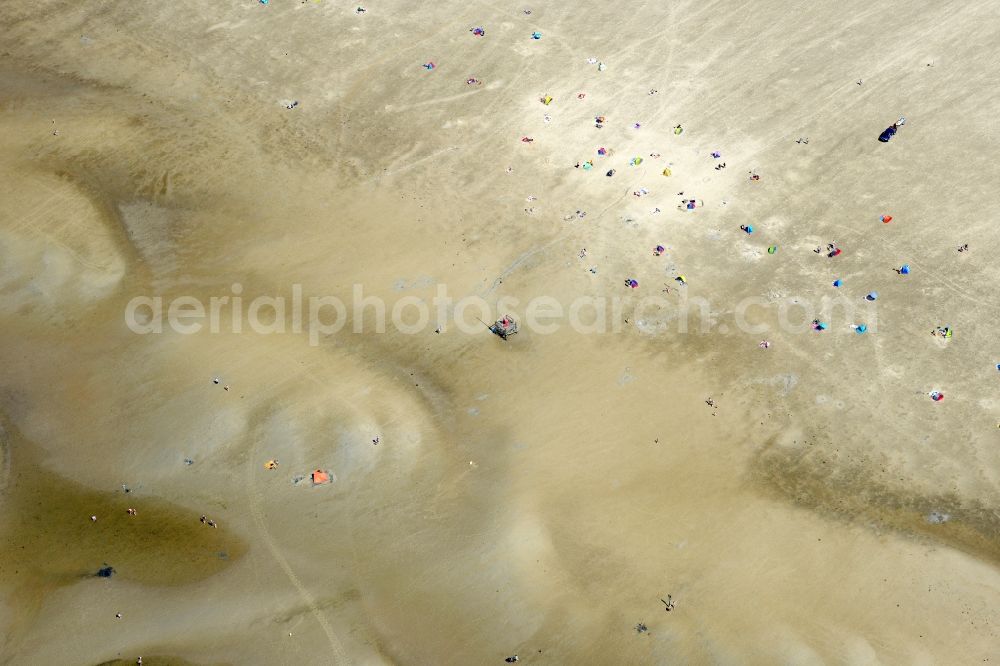 Sankt Peter-Ording from above - Beach landscape on the North Sea coast in Sankt Peter-Ording in the state Schleswig-Holstein