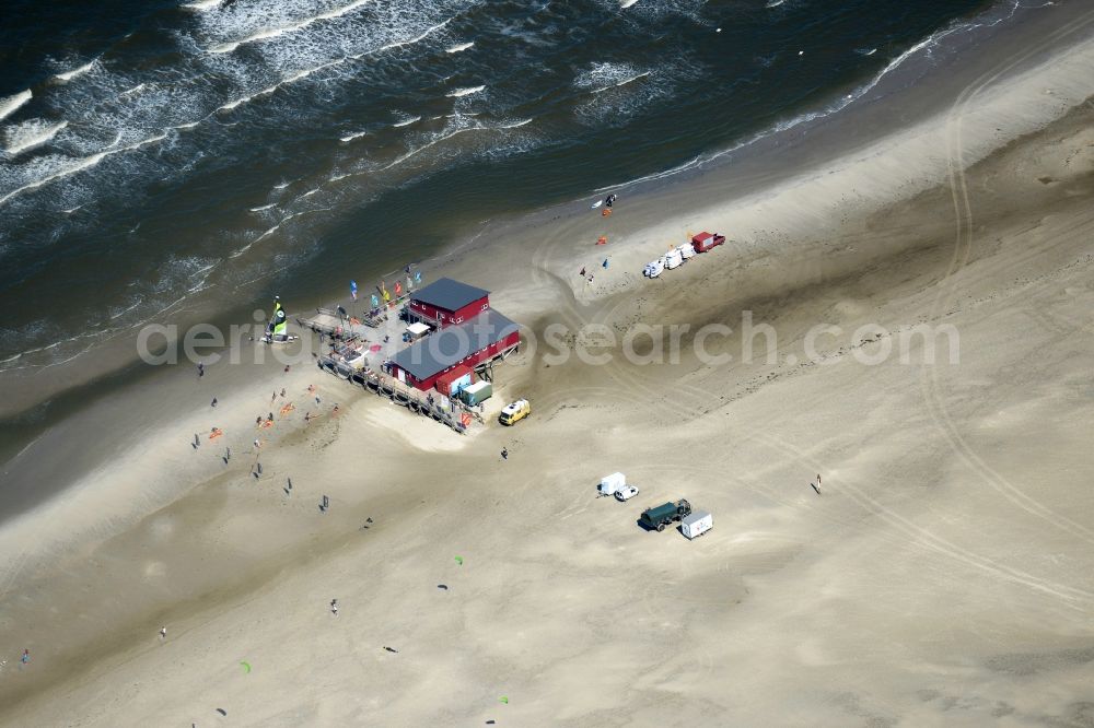 Sankt Peter-Ording from above - Beach landscape on the North Sea coast in Sankt Peter-Ording in the state Schleswig-Holstein