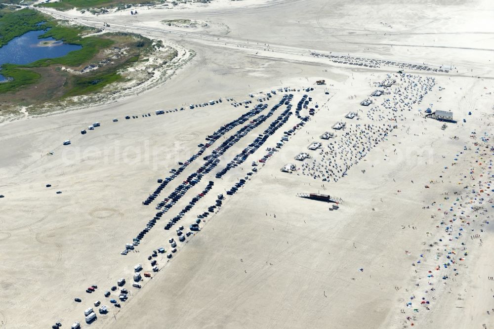 Sankt Peter-Ording from above - Beach landscape on the North Sea coast in Sankt Peter-Ording in the state Schleswig-Holstein