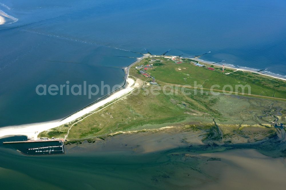 Aerial photograph Wangerooge - Beach landscape on the North Sea coast in Wangerooge in the state Lower Saxony