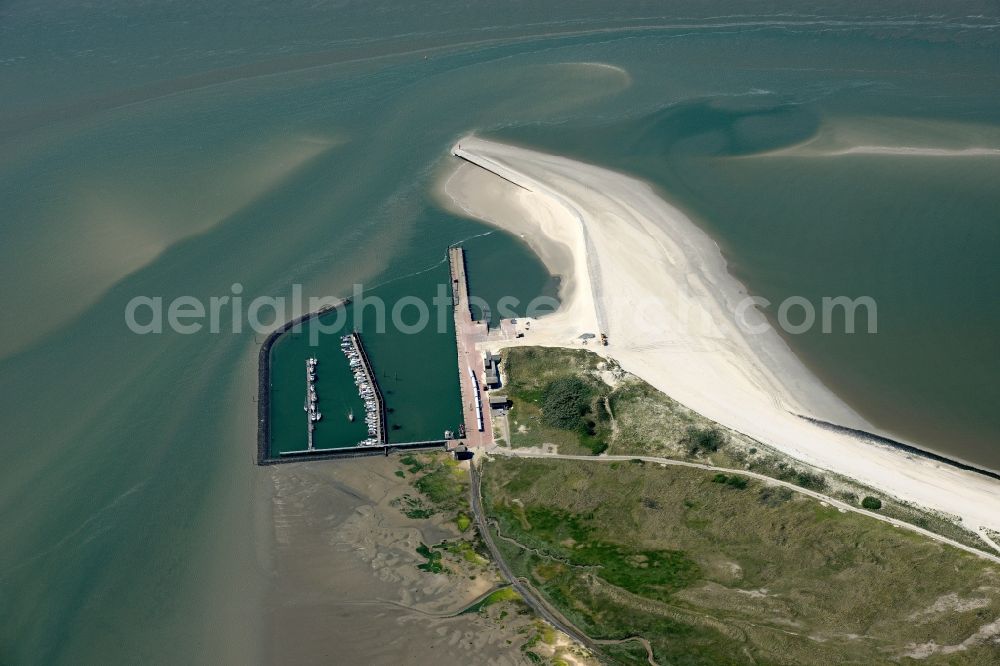 Wangerooge from the bird's eye view: Beach landscape on the North Sea coast in Wangerooge in the state Lower Saxony