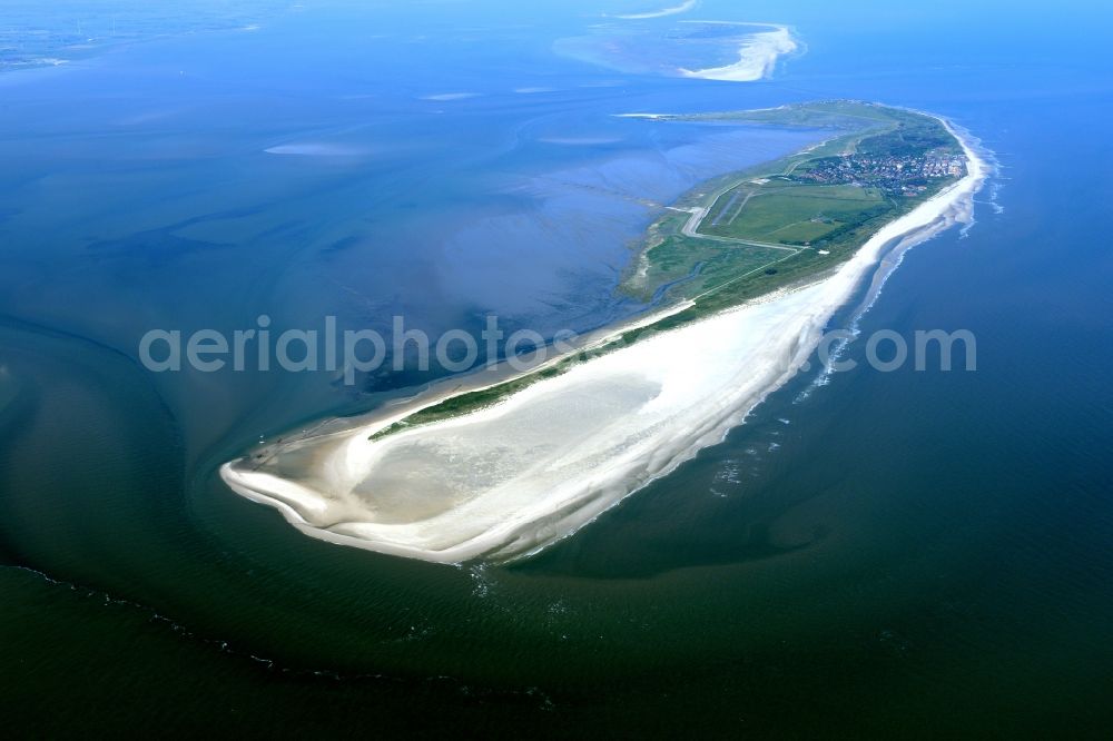 Wangerooge from above - Beach landscape on the North Sea coast in Wangerooge in the state Lower Saxony