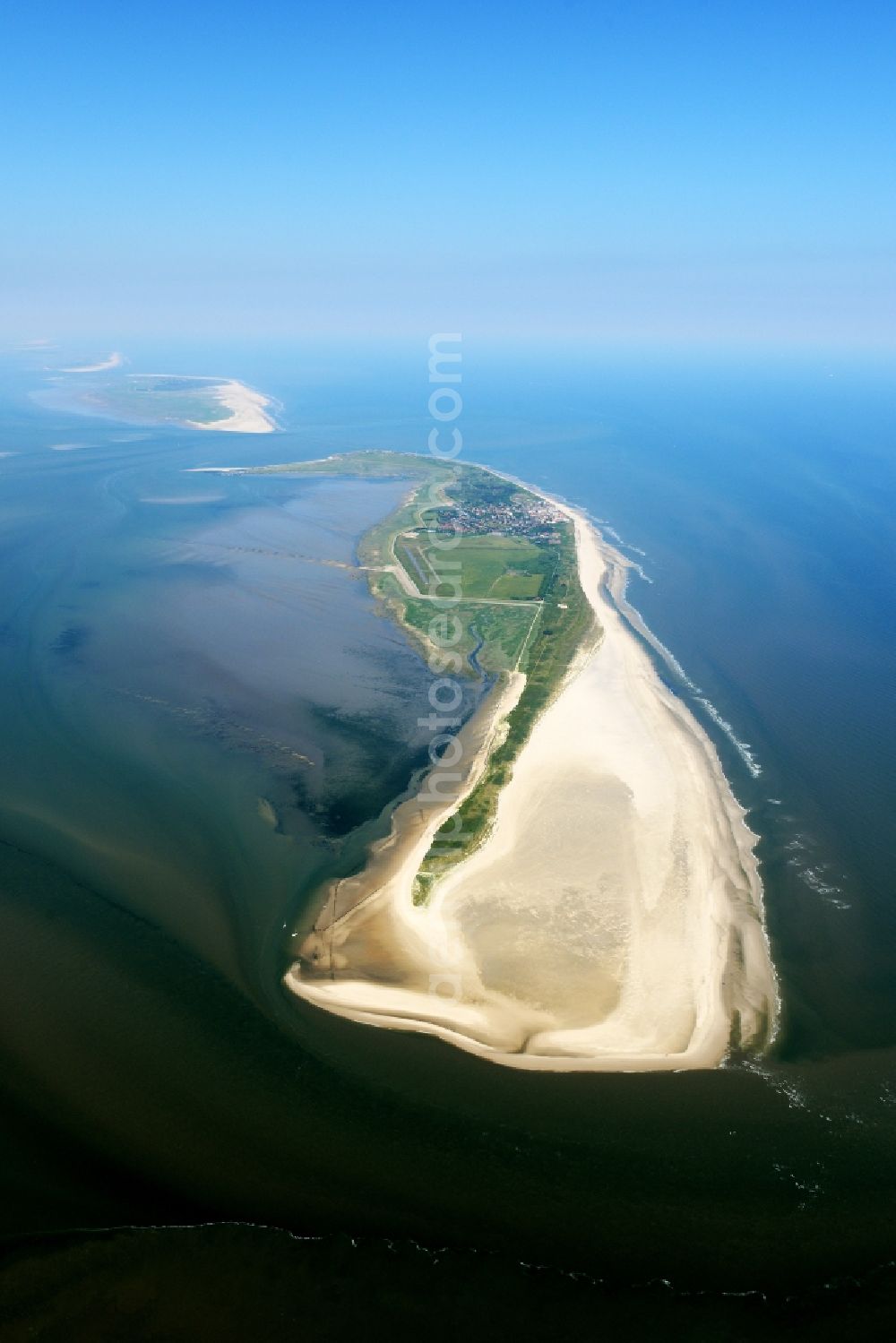 Aerial image Wangerooge - Beach landscape on the North Sea coast in Wangerooge in the state Lower Saxony