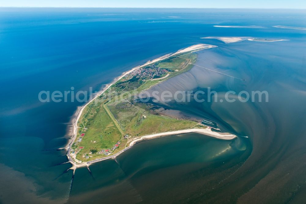 Aerial photograph Wangerooge - Beach landscape on the North Sea coast in Wangerooge in the state Lower Saxony