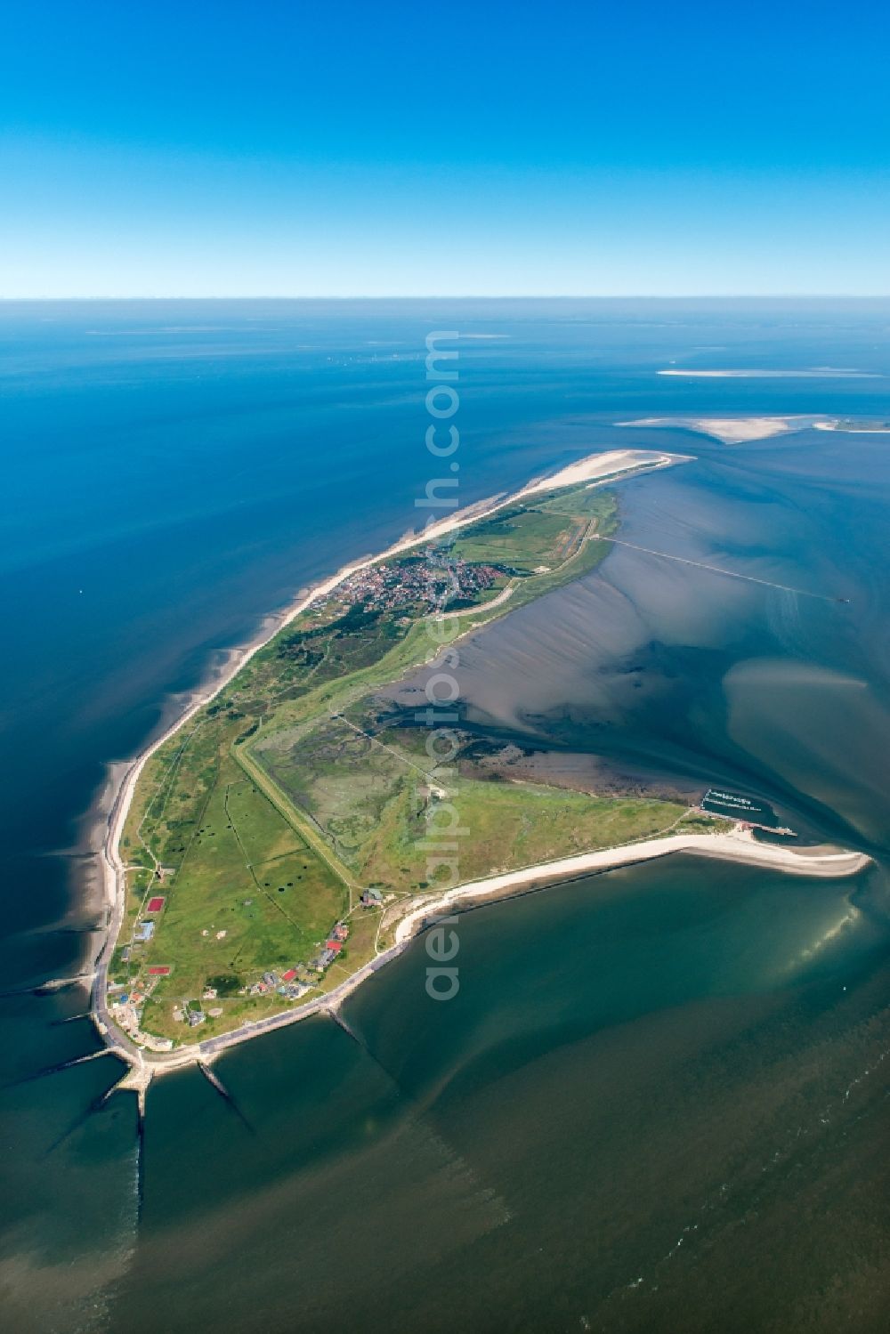 Wangerooge from above - Beach landscape on the North Sea coast in Wangerooge in the state Lower Saxony