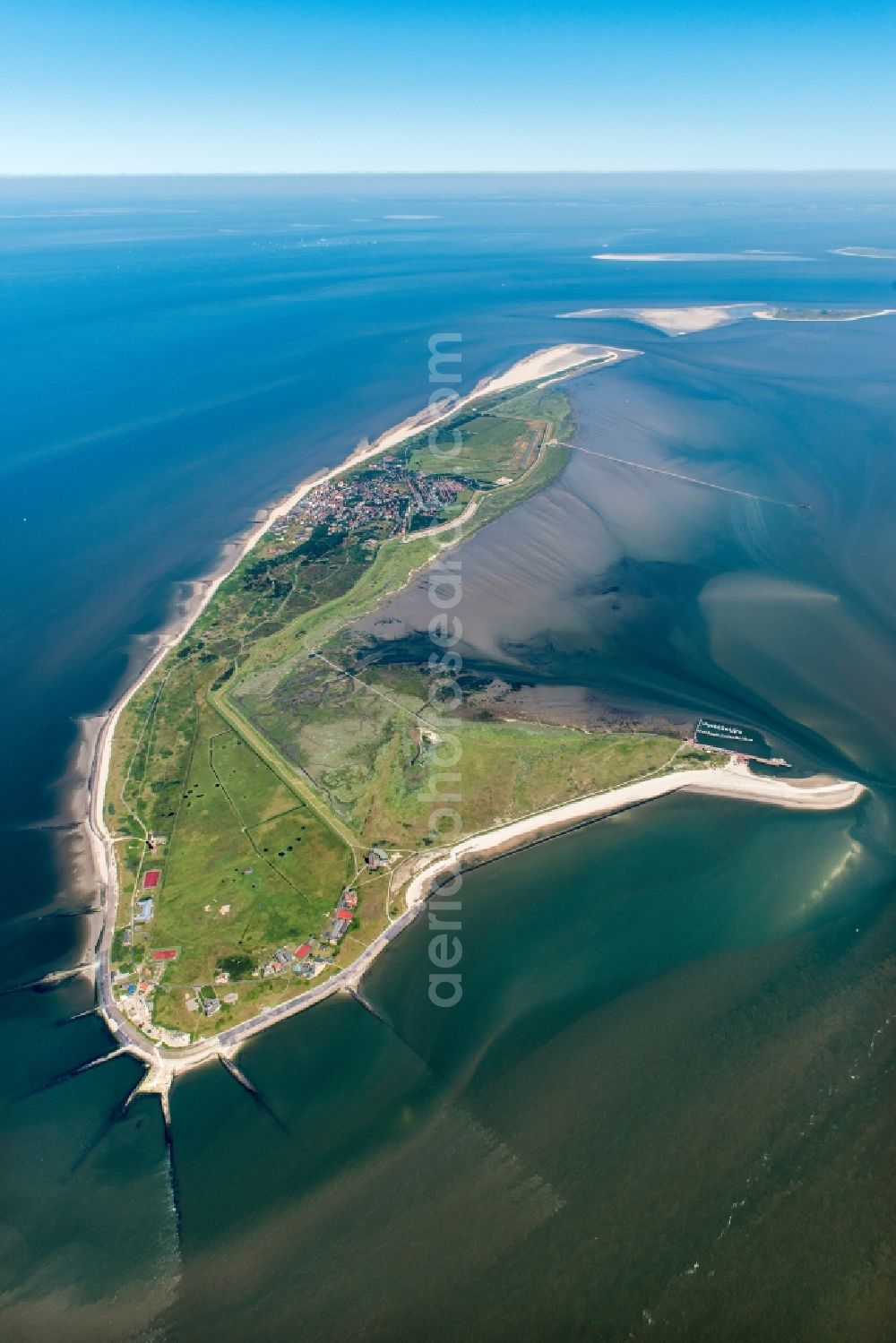 Aerial image Wangerooge - Beach landscape on the North Sea coast in Wangerooge in the state Lower Saxony