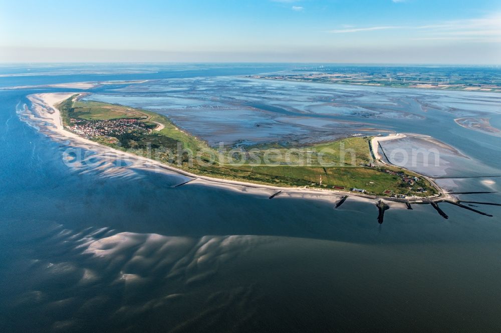 Wangerooge from above - Beach landscape on the North Sea coast in Wangerooge in the state Lower Saxony