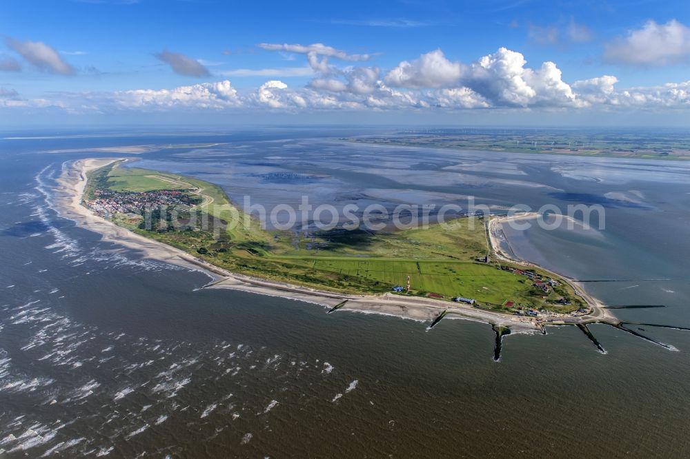 Aerial image Wangerooge - Beach landscape on the North Sea coast in Wangerooge in the state Lower Saxony