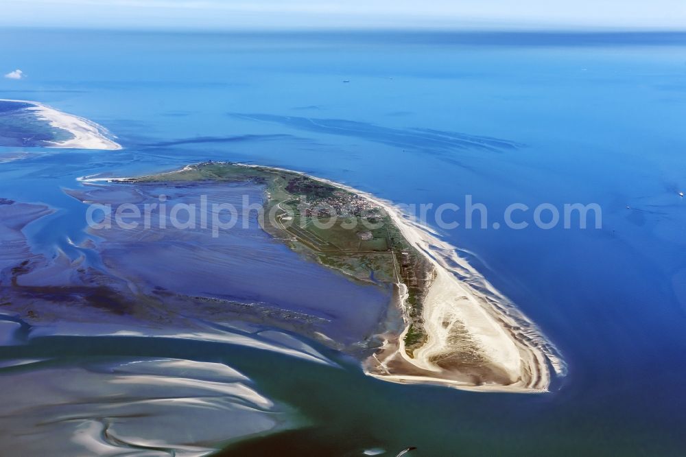 Aerial photograph Wangerooge - Beach landscape on the North Sea coast in Wangerooge in the state Lower Saxony