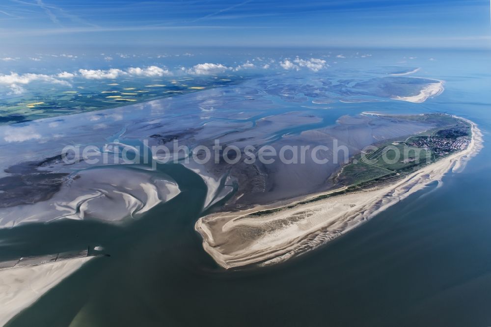 Wangerooge from above - Beach landscape on the North Sea coast in Wangerooge in the state Lower Saxony