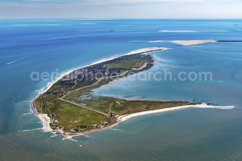 Aerial image Wangerooge - Beach landscape on the North Sea coast in Wangerooge in the state Lower Saxony