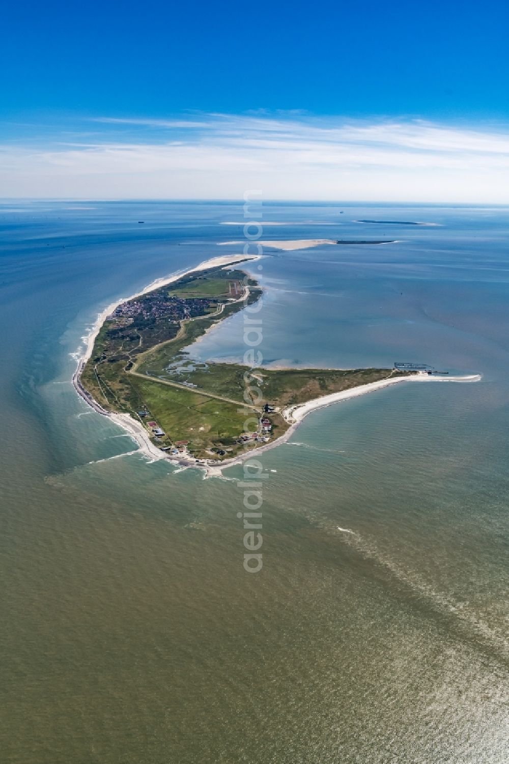 Aerial photograph Wangerooge - Beach landscape on the North Sea coast in Wangerooge in the state Lower Saxony