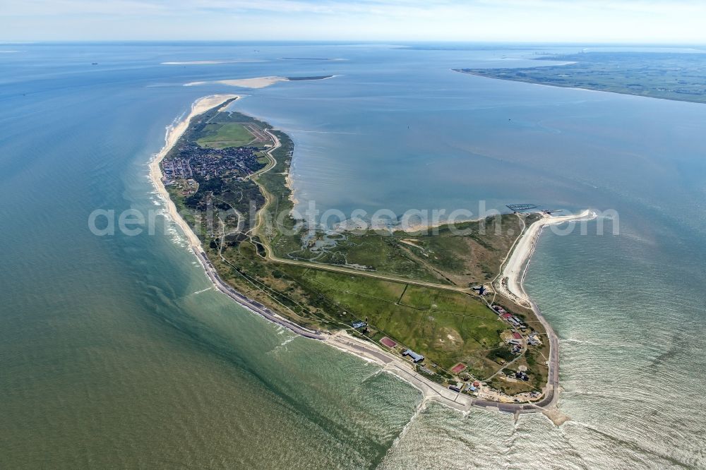 Aerial image Wangerooge - Beach landscape on the North Sea coast in Wangerooge in the state Lower Saxony