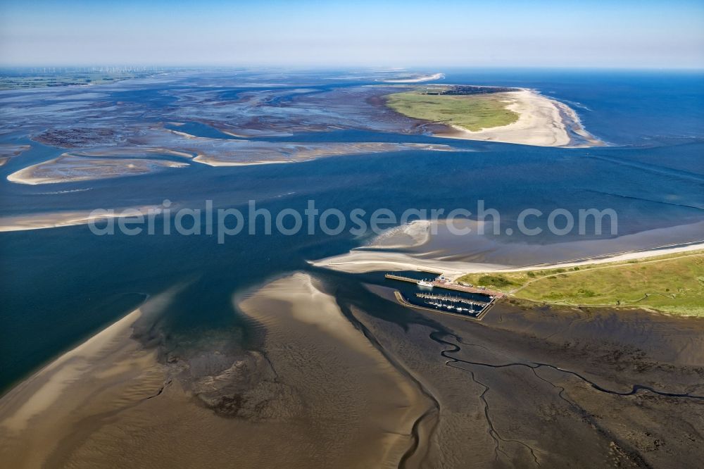 Wangerooge from the bird's eye view: Beach landscape on the North Sea coast in Wangerooge in the state Lower Saxony