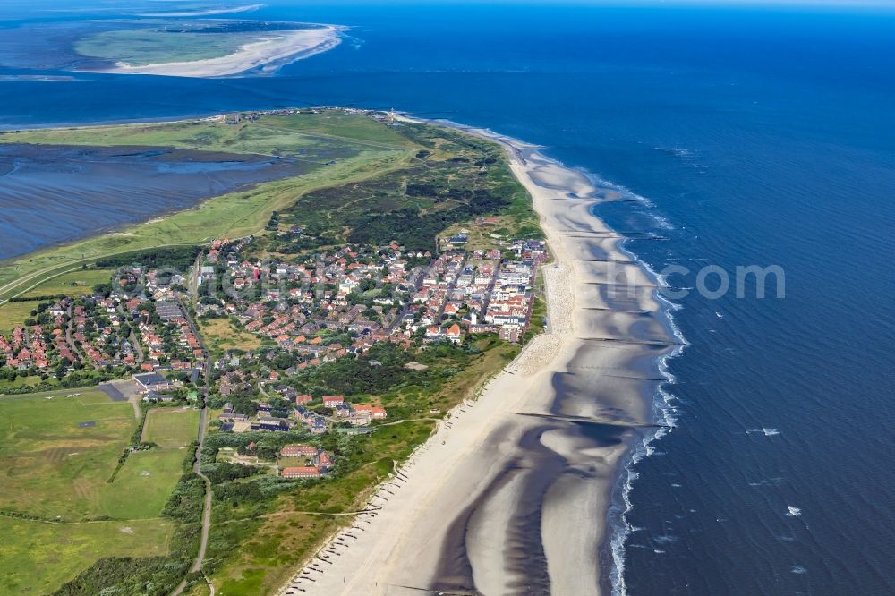 Wangerooge from above - Beach landscape on the North Sea coast in Wangerooge in the state Lower Saxony