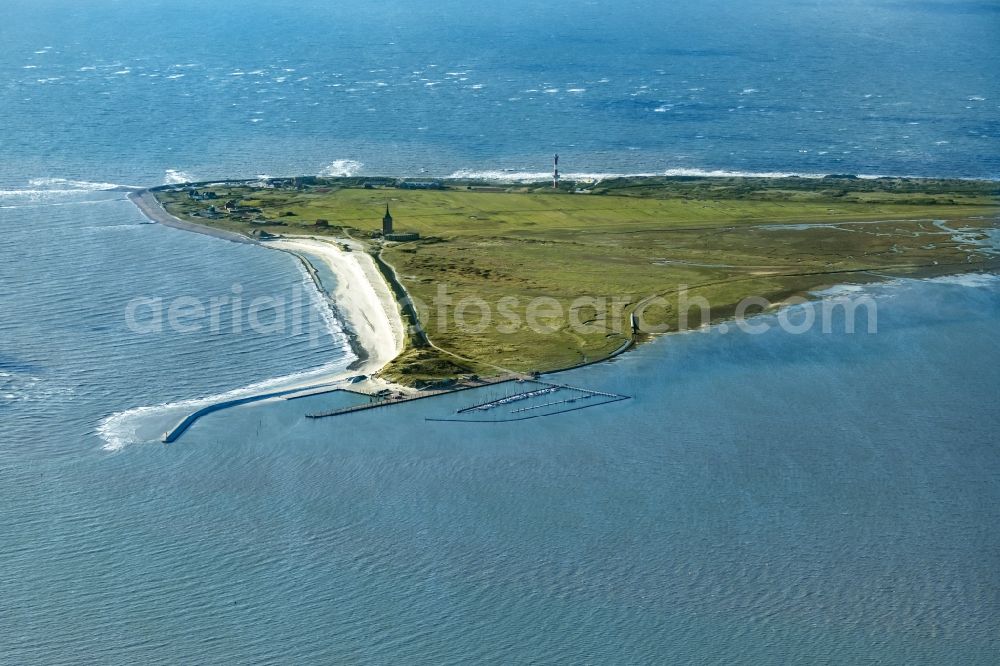 Wangerooge from above - Beach landscape on the North Sea coast in Wangerooge in the state Lower Saxony