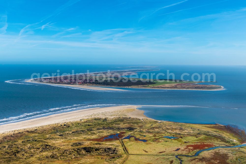 Aerial image Langeoog - Beach landscape on the North Sea in Langeoog in the state Lower Saxony