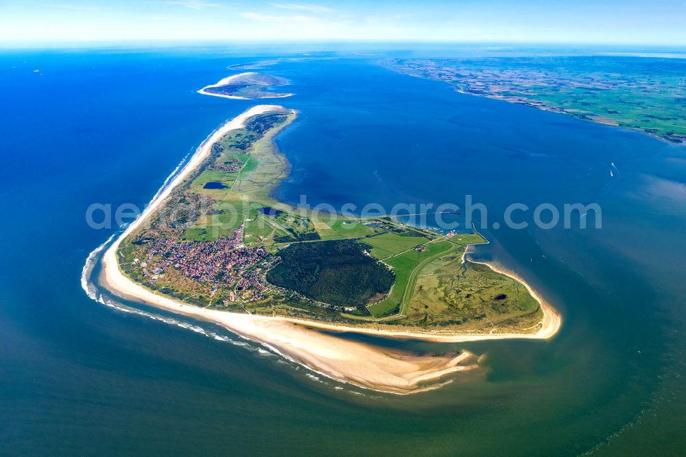 Langeoog from above - Beach landscape on the North Sea in Langeoog in the state Lower Saxony