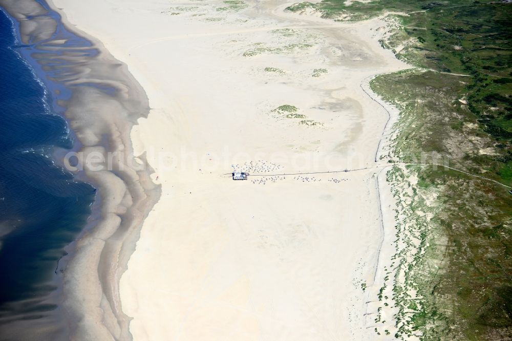 Aerial image Norderney - Beach landscape on the North Sea in Norderney in the state Lower Saxony