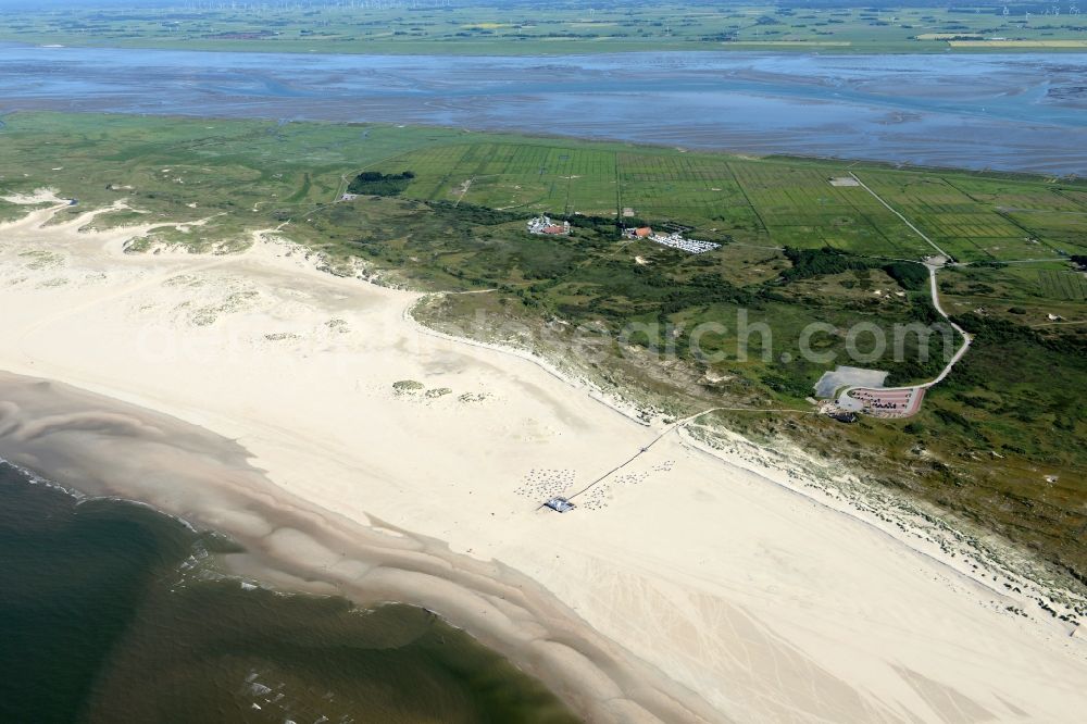 Aerial photograph Norderney - Beach landscape on the North Sea in Norderney in the state Lower Saxony