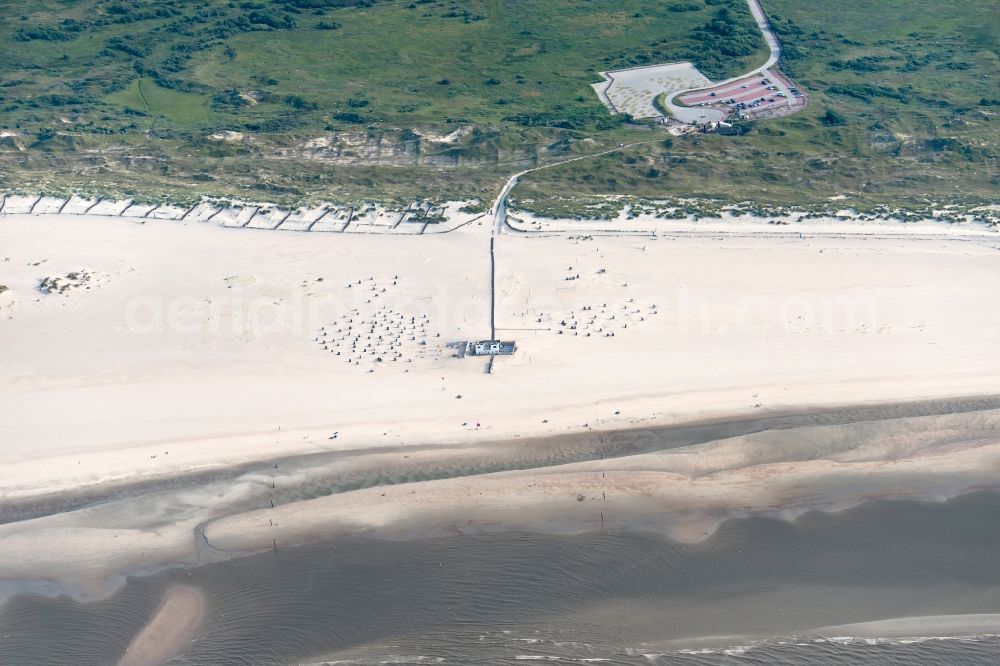 Aerial image Norderney - Beach landscape on the North Sea in Norderney in the state Lower Saxony