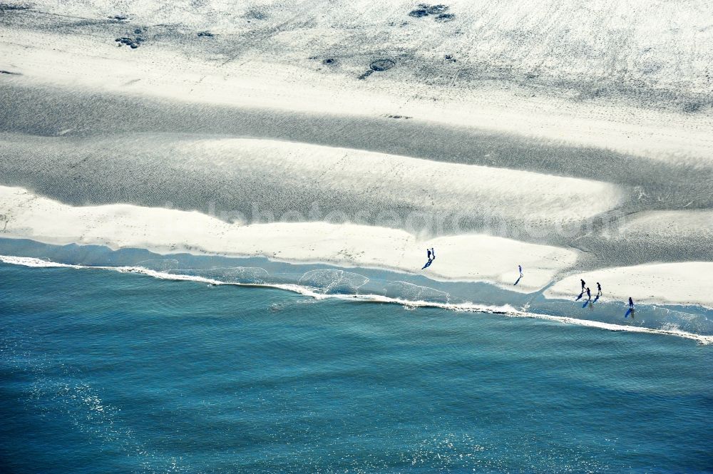 Juist from above - Beach landscape on the North Sea in Juist in the state Lower Saxony