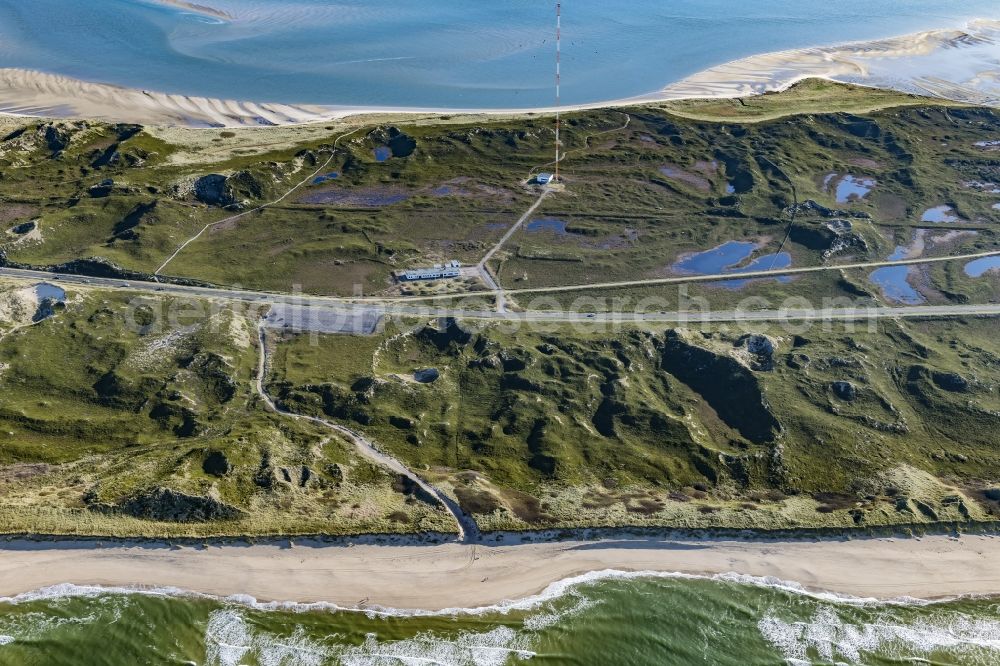 Sylt from above - Beach landscape along the of North Sea in the district Rantum (Sylt) in Sylt in the state Schleswig-Holstein, Germany