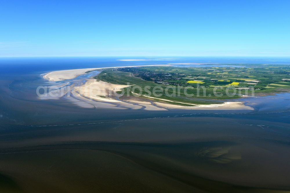 Sankt Peter-Ording from above - Beach landscape on the North Sea in Sankt Peter-Ording in the state Schleswig-Holstein