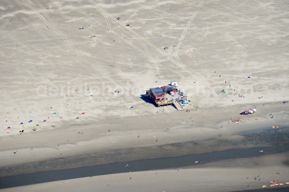 Sankt Peter-Ording from above - Beach landscape on the North Sea with the Bar Strandbar 54A? Nord in Sankt Peter-Ording in the state Schleswig-Holstein