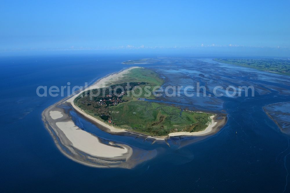 Spiekeroog from the bird's eye view: Beach landscape on the North Sea in Spiekeroog in the state Lower Saxony